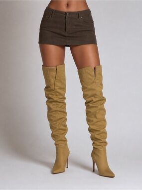 Tan Thigh High Stiletto Boots Size 6 | Slouchy Over-the-Knee Heels | NIB